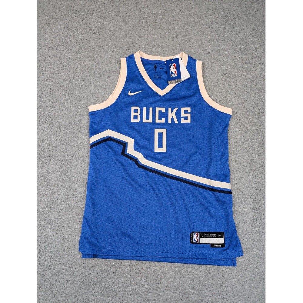Milwaukee Bucks Basketball Jersey Youth Large Blue NBA Nike City Edition Lillard